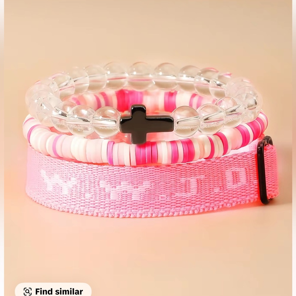 A89 3pc wwjd new bracelet set pick color beaded clay black pink blue red purple - Picture 6 of 6
